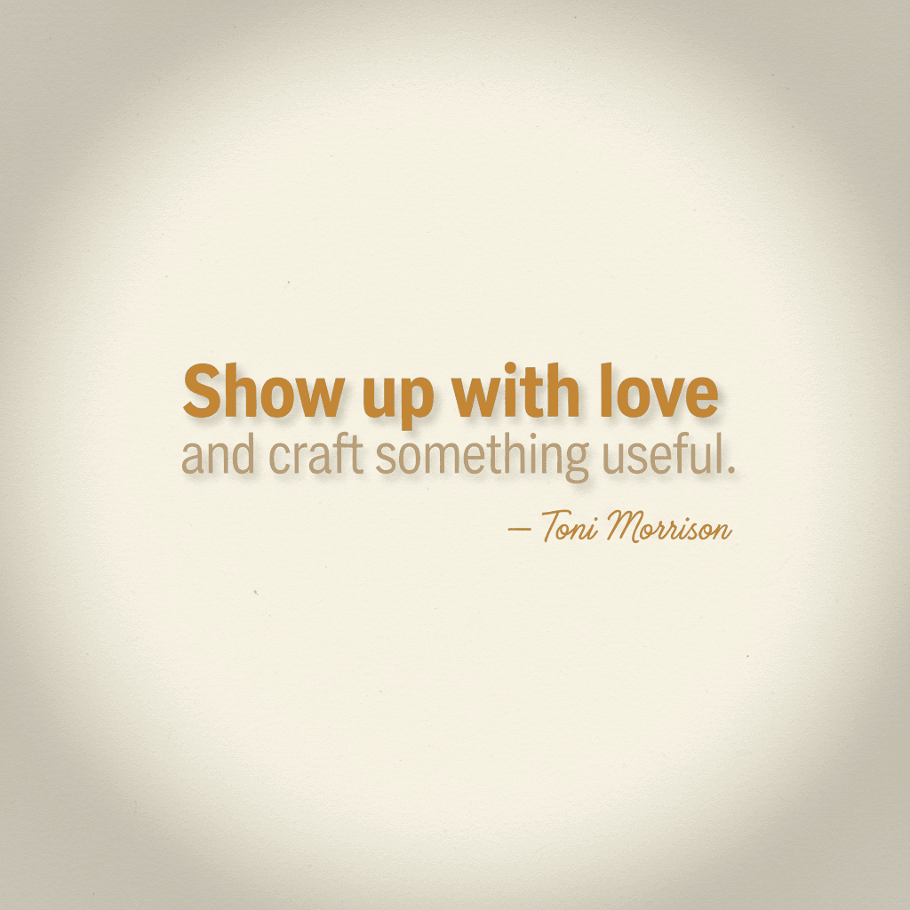 Show up with love and craft something useful. — Toni Morrison