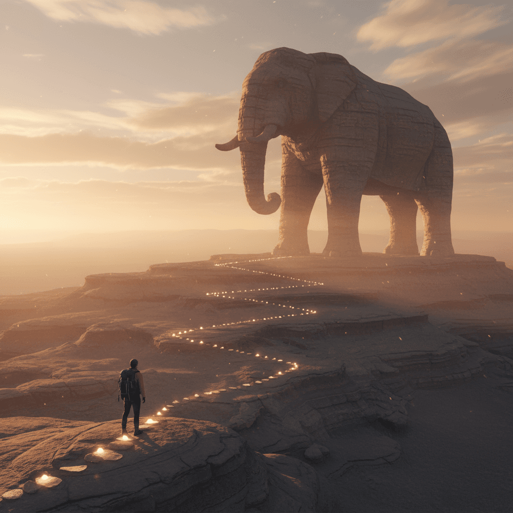 Abordar lo enorme, un bocado cada vez Solo hay una manera de comerse un elefante: un bocado a la vez. — Desmond Tutu