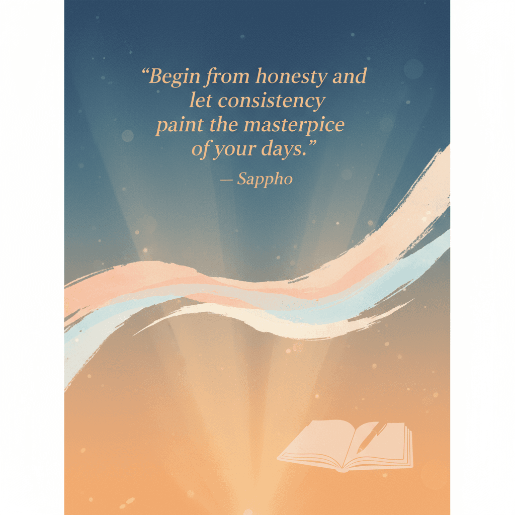 Parte de la honestidad y deja que la constancia pinte la obra maestra de tus días. — Safo