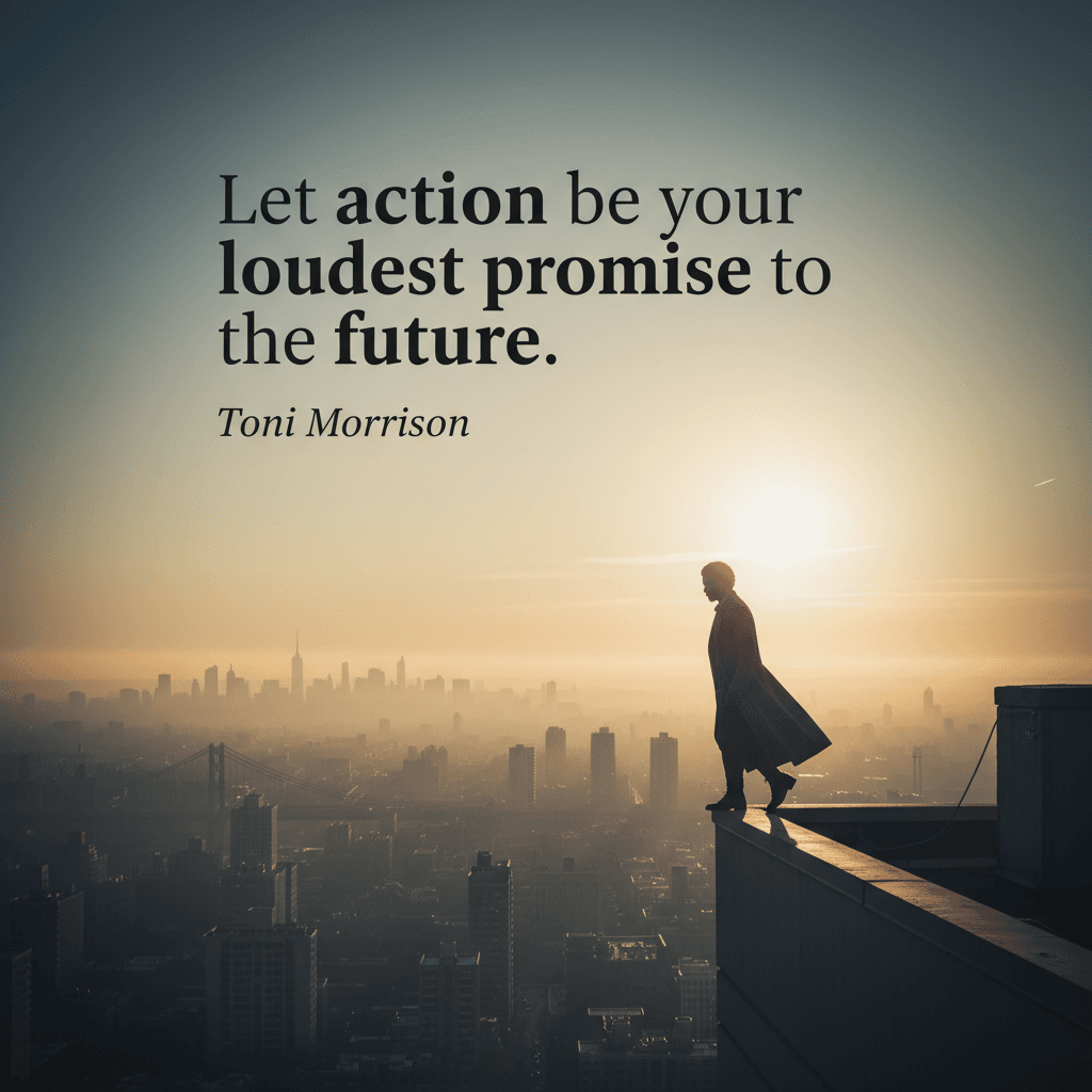 Let Deeds Speak the Future You Promise Let action be your loudest promise to the future. — Toni Morrison
