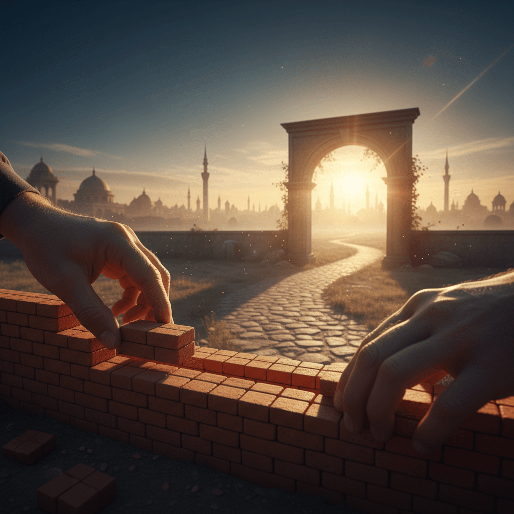 Pequeños hábitos, apilados como ladrillos, construyen la arquitectura de una nueva vida. — James Clear