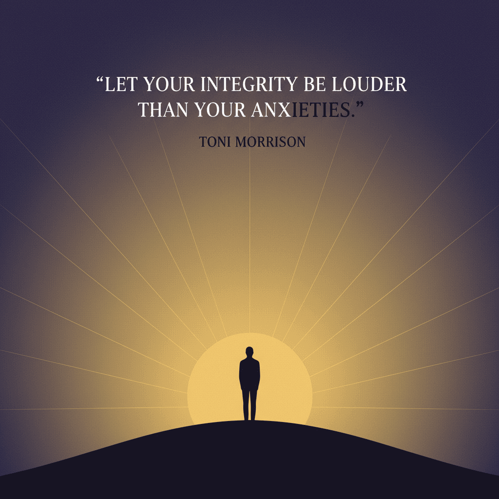 Let your integrity be louder than your anxieties. — Toni Morrison