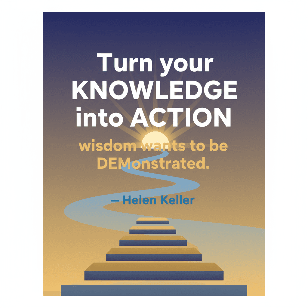 Convierte tu conocimiento en acción; la sabiduría quiere demostrarse. — Helen Keller