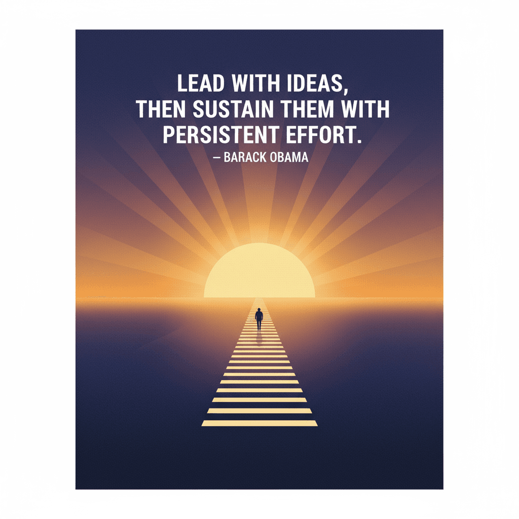 Lidera con ideas, luego manténlas con esfuerzo persistente. — Barack Obama