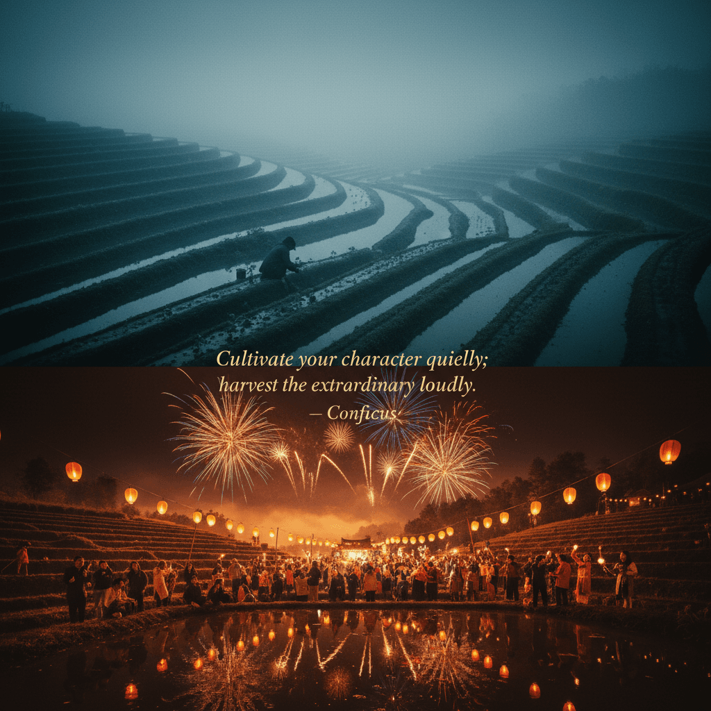 Cultiva tu carácter en silencio; cosecha lo extraordinario en voz alta. — Confucio