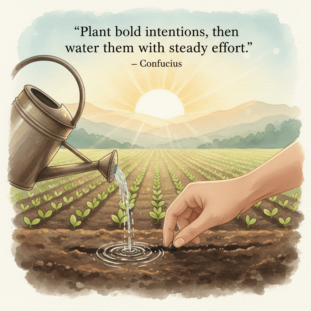 Plant bold intentions, then water them with steady effort. — Confucius