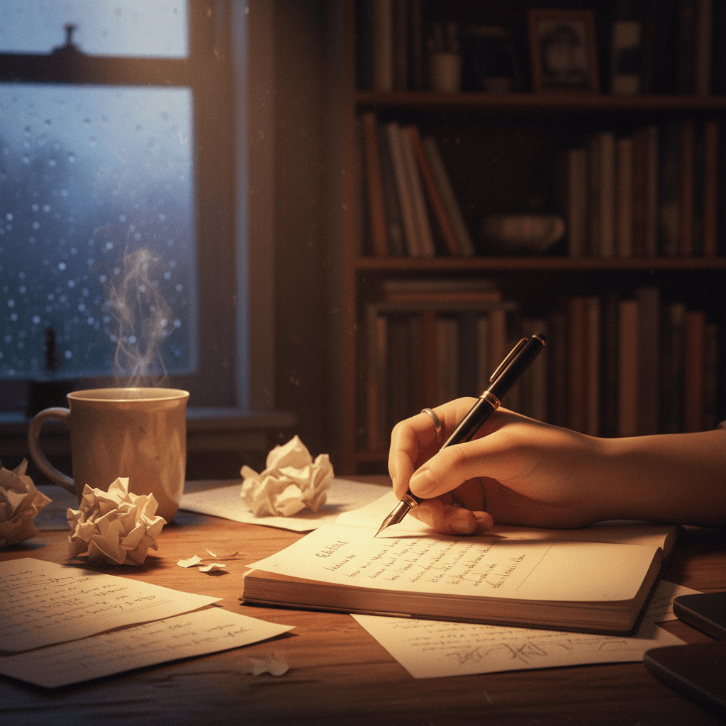 Crear empieza con miedo y manos temblorosas Escribe la frase que te asusta; la creación a menudo empieza con manos temblorosas. — Haruki Murakam