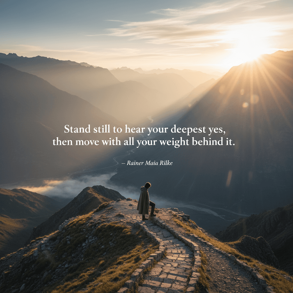 Stand still to hear your deepest yes, then move with all your weight behind it. — Rainer Maria Rilke