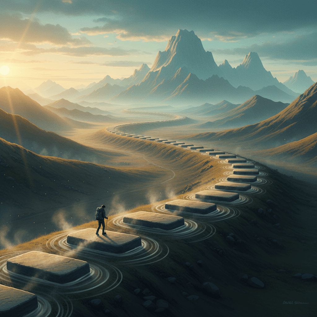 小步成节风景自新 把小步伐化作稳定的节奏,风景自会重新排列。——马可·奥勒留