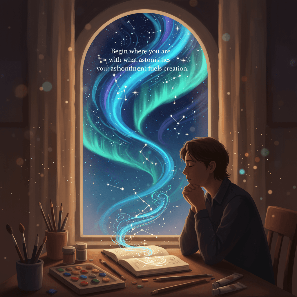 Empieza donde estás con lo que te asombra; el asombro impulsa la creación. — E.E. Cummings