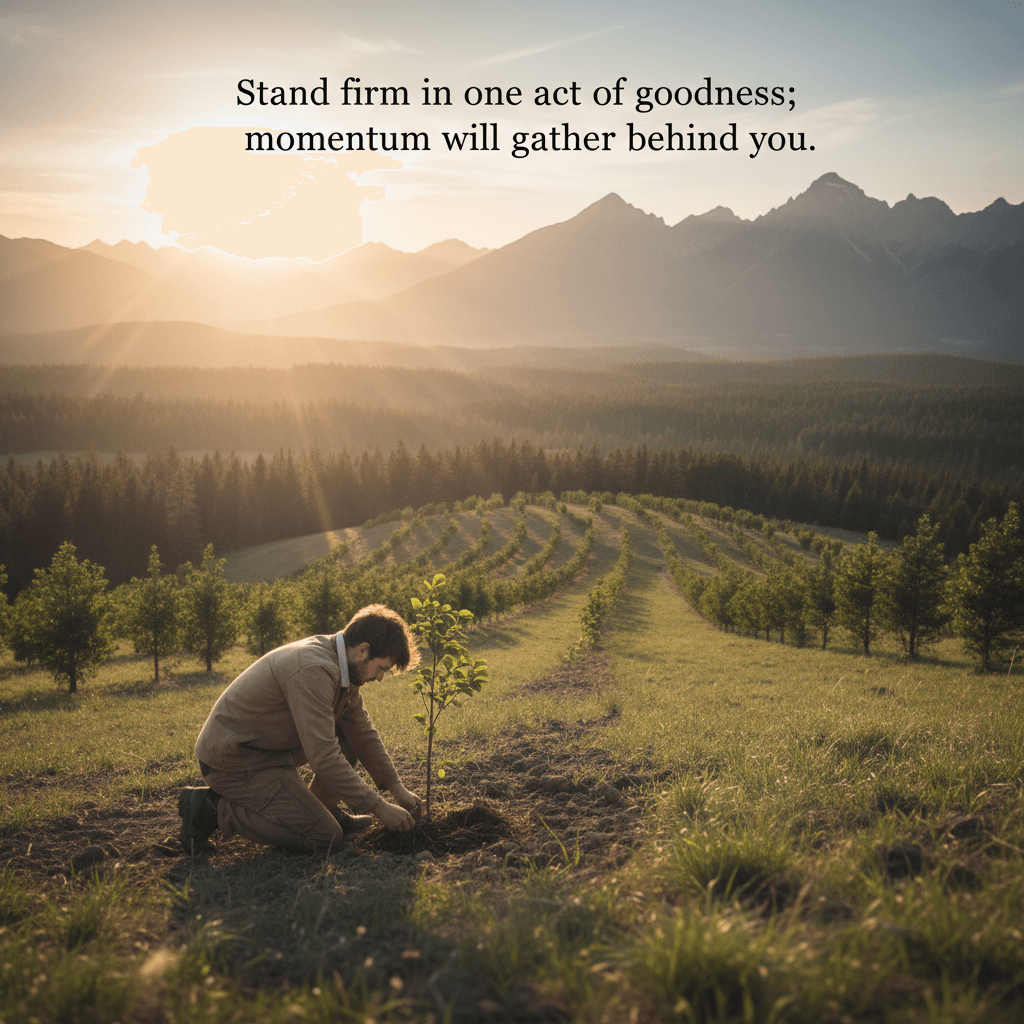 Stand firm in one act of goodness; momentum will gather behind you. — Booker T. Washington