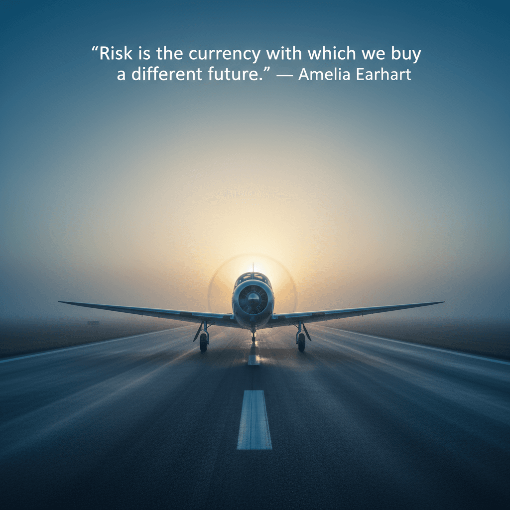 Risk: The Price of a Different Future Risk is the currency with which we buy a different future. — Amelia Earhart