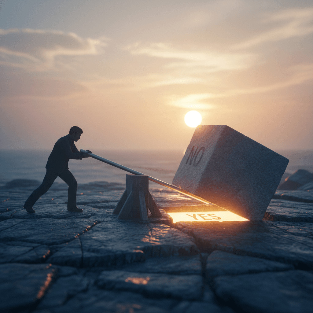 Use the weight of every no as a lever to reach toward a new yes. — Frederick Douglass