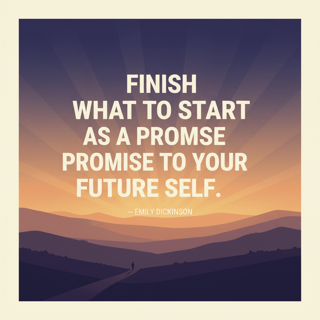Termina lo que empiezas como una promesa a tu yo del futuro. — Emily Dickinson