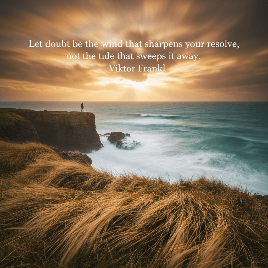 Que la duda sea el viento que afile tu determinación, no la marea que se la lleve. — Viktor Frankl