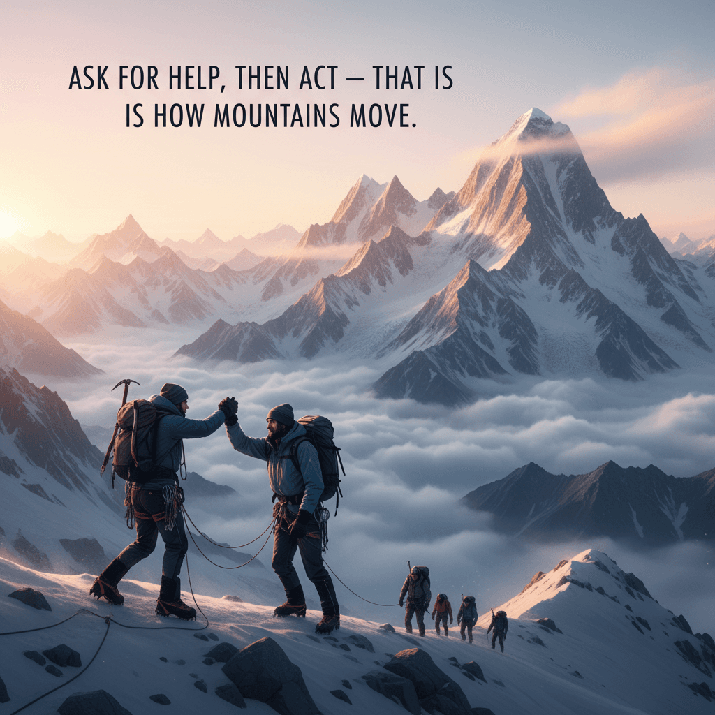 Pide ayuda, luego actúa: así se mueven las montañas. — Helen Keller