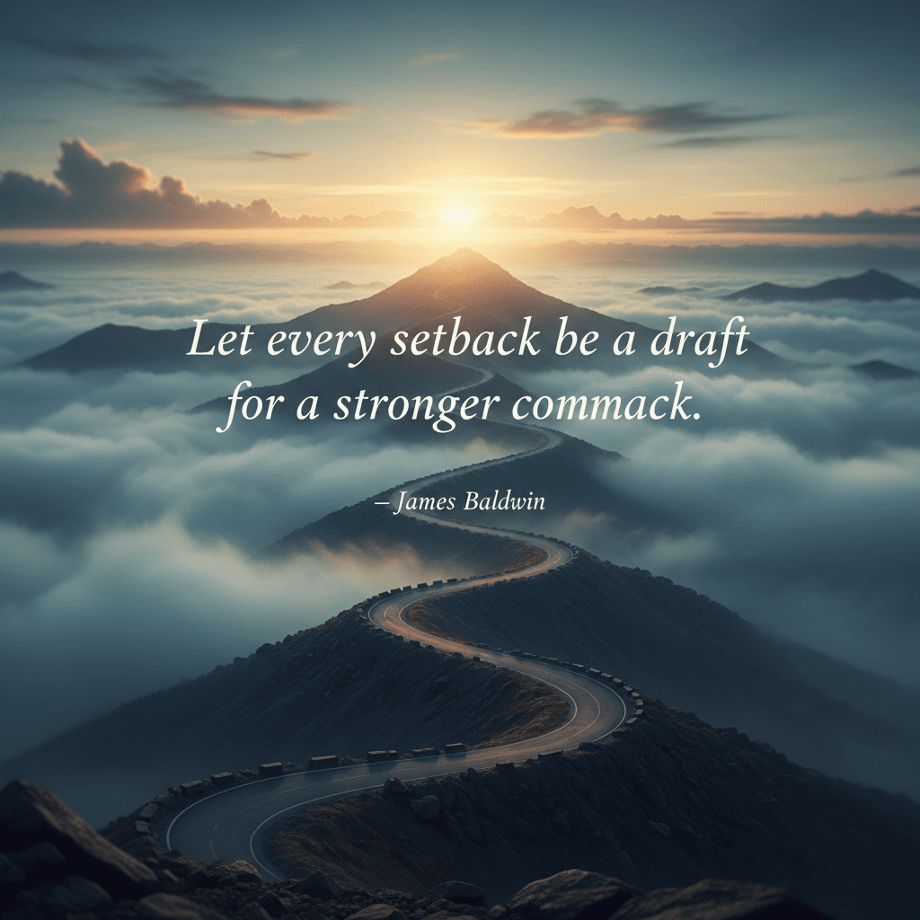 Let every setback be a draft for a stronger comeback. — James Baldwin