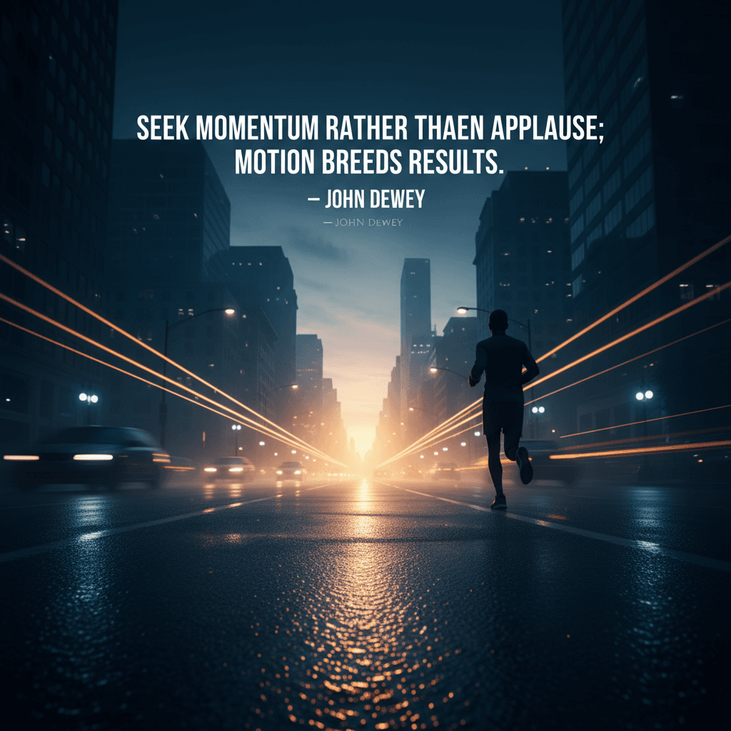Seek momentum rather than applause; motion breeds results. — John Dewey