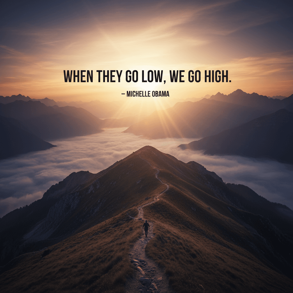 When they go low, we go high. — Michelle Obama