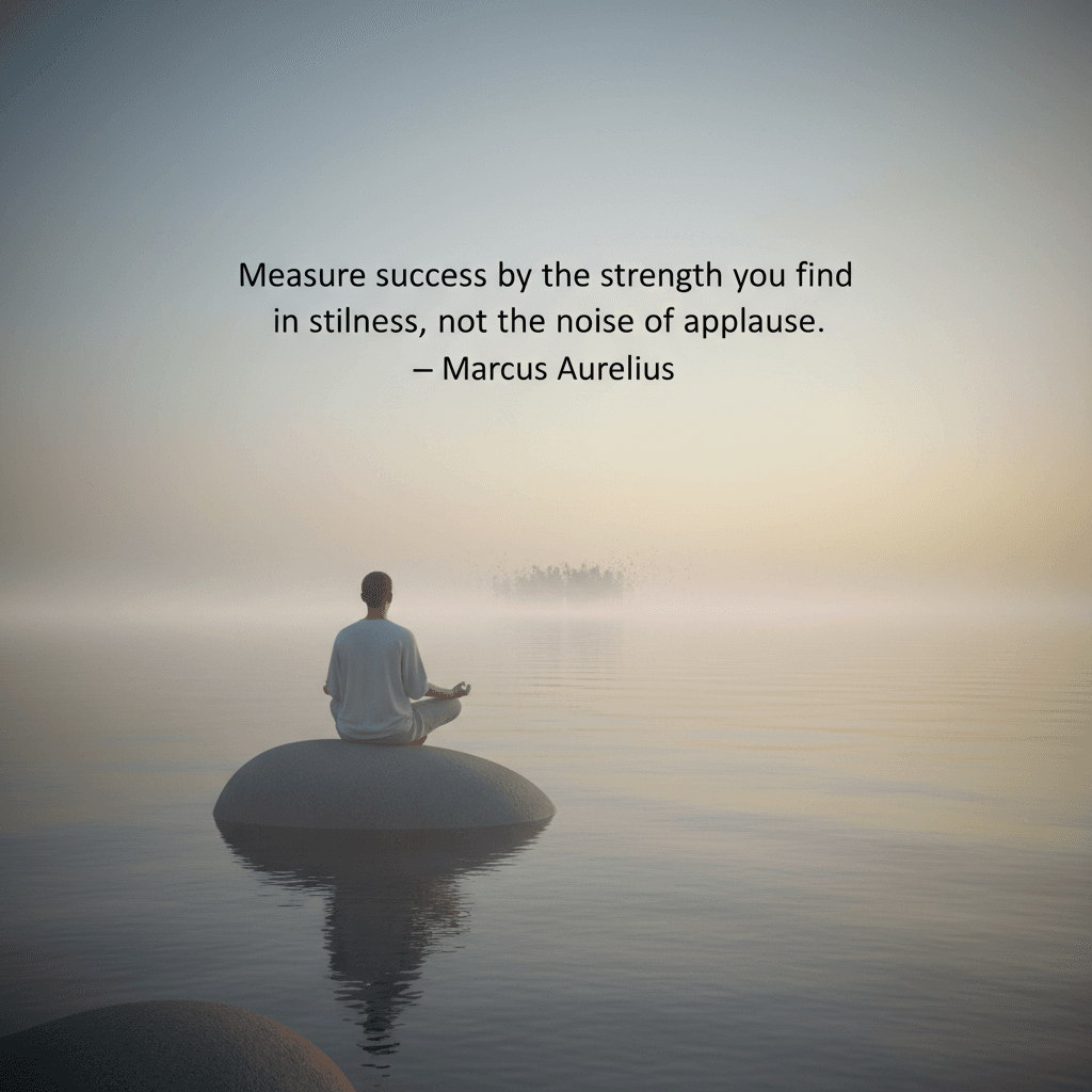 Measure success by the strength you find in stillness, not the noise of applause — Marcus Aurelius