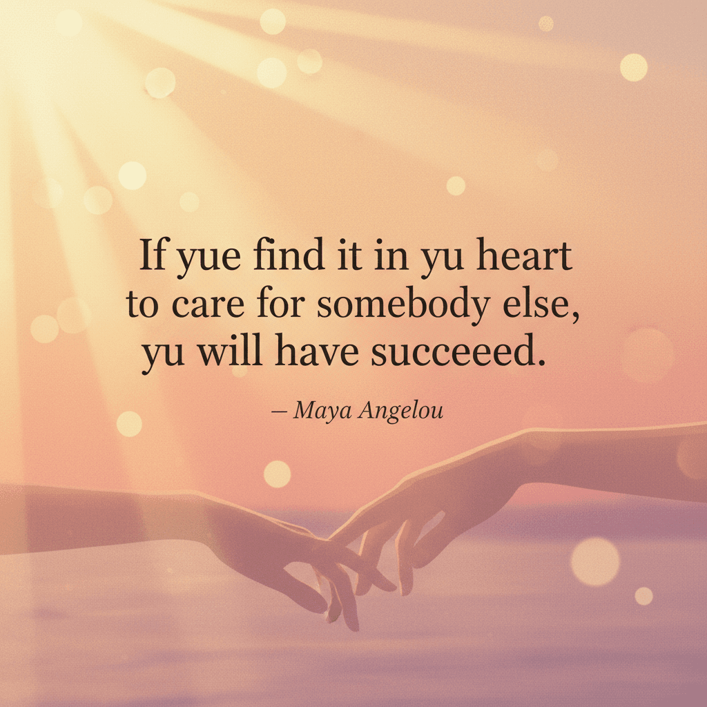 If you find it in your heart to care for somebody else, you will have succeeded. — Maya Angelou
