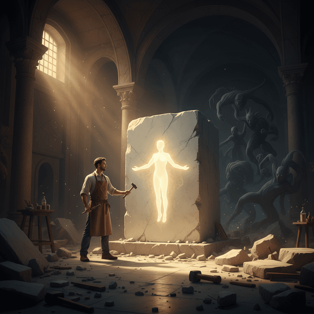 Chisel away at your fears until only the sculpture of your purpose remains. — Michelangelo