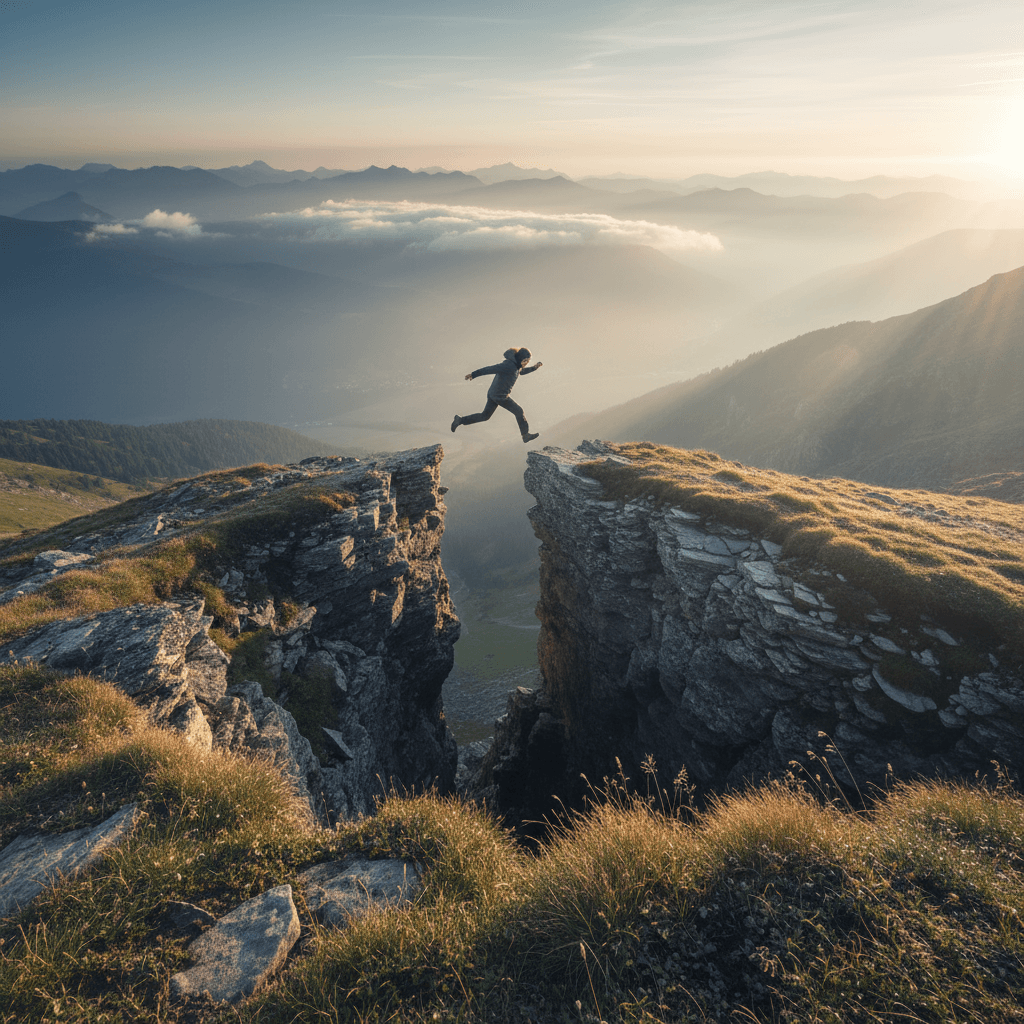 Saltar despierto: la fe tras la comodidad Salta con los ojos abiertos; la fe comienza donde termina la comodidad. — Søren Kierkegaard