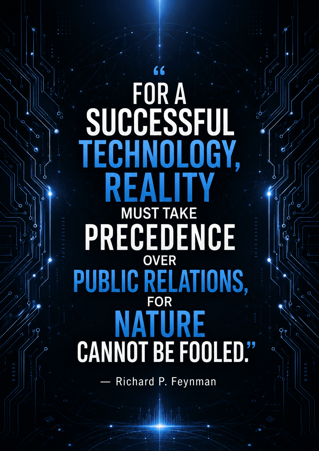 Reality Must Outlast the Story We Tell For a successful technology, reality must take precedence over public relations, for Nature cannot b