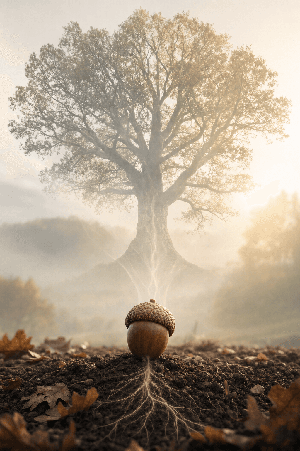 The Mighty Oak Hidden in the Acorn The oak sleeps in the acorn. — Aesop