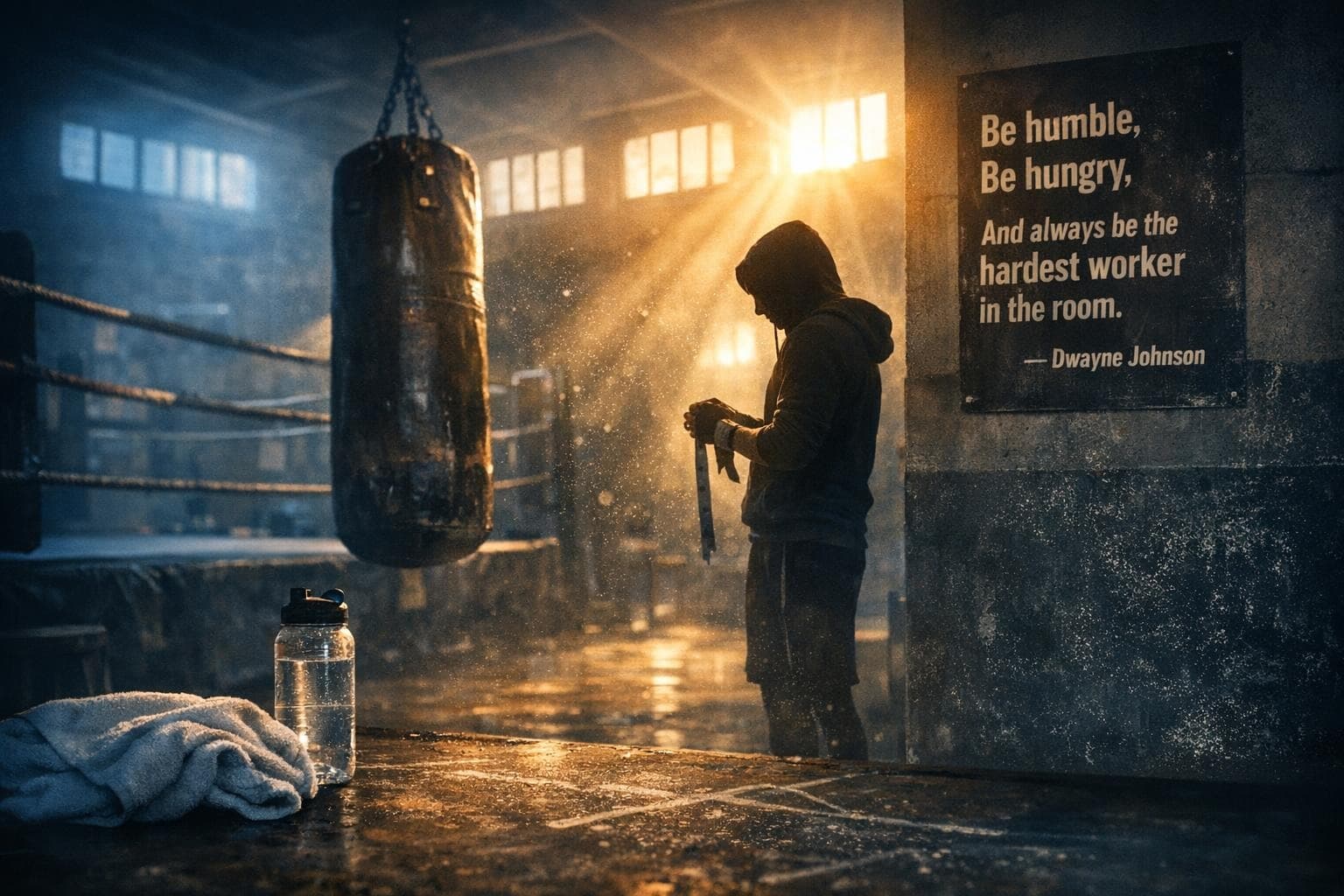 Humildad, hambre y trabajo duro constante Sé humilde, ten hambre y sé siempre el trabajador más duro de la sala. — Dwayne Johnson