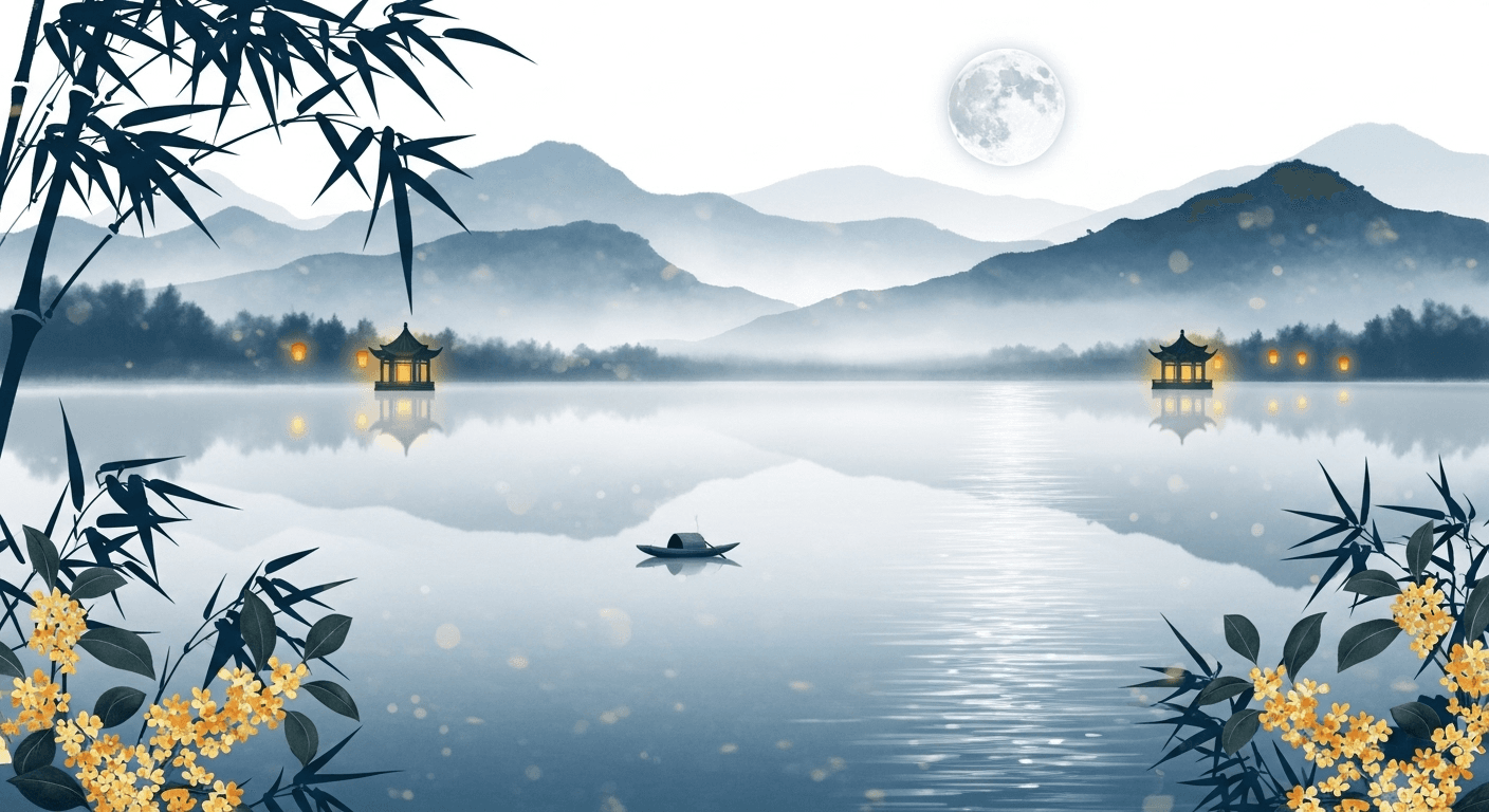 La luna como puente en la distancia Que todos seamos bendecidos con una larga vida,
aunque estemos a miles de millas de distancia,
aún p